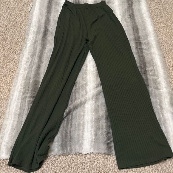 Lily Rose Olive Green Wide Leg Silky Pants Co Ord Set Size Small - Picture 1 of 2